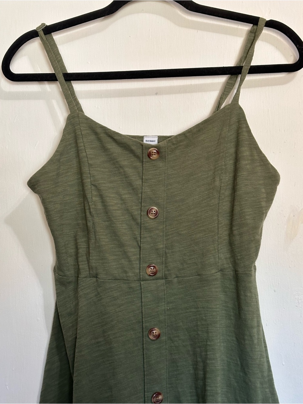 Old Navy Olive Green Button-Down Midi Dress